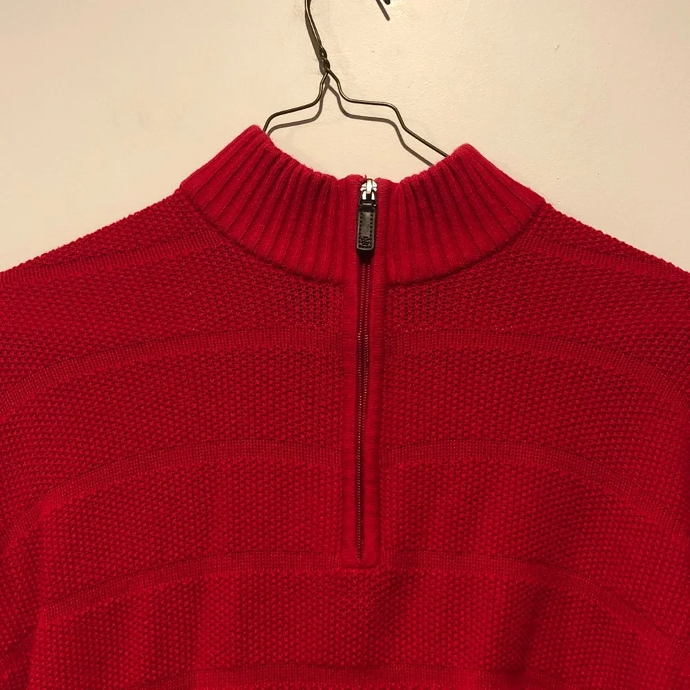 Izod Men’s Red Knit Quarter Zip Sweater